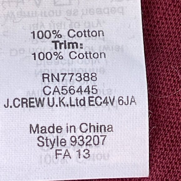 Burgundy Lace Crochet Hem Long Sleeve Cotton Top J.Crew Size S Vintage Style - Picture 9 of 11